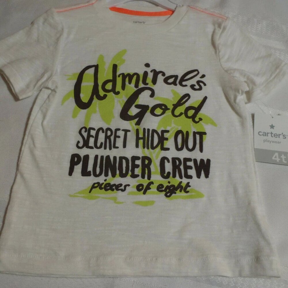 Carter's Boys 3T or 4T White Short Sleeve Summer Shirt NWT